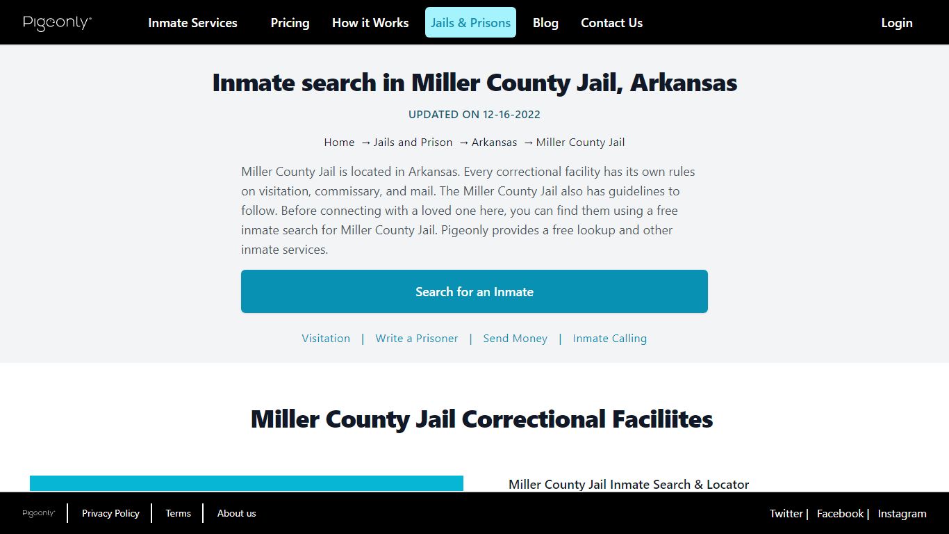 Inmate Search Miller County Jail, Arkansas | Pigeonly